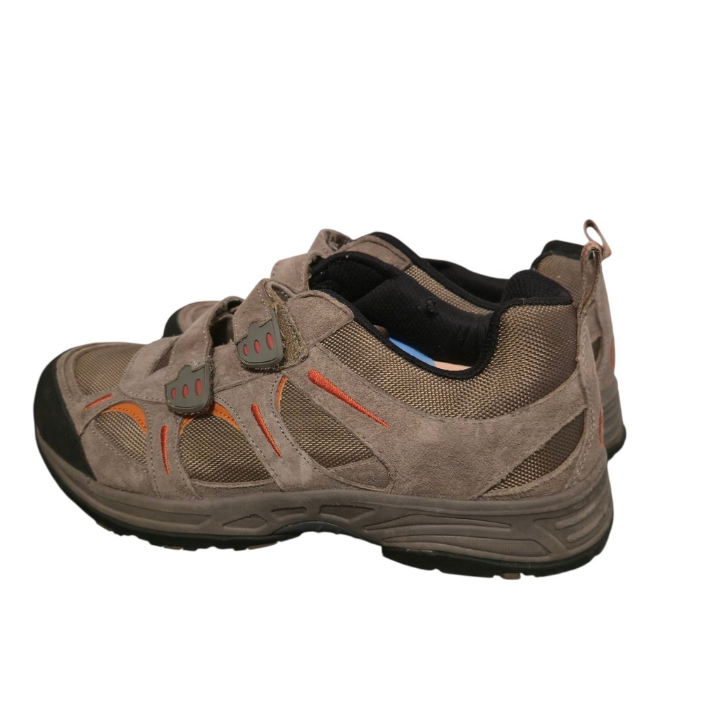 Propet Mens Tan Suede Orange Accent Hook Loop Strap Walking Shoes Size 9.5 X(3E)